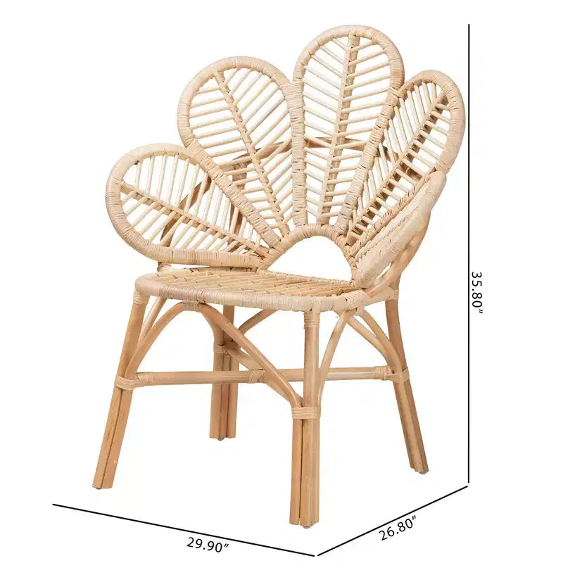 bali & pari Bianca Sedia in Rattan Naturale a Fiori Boho Moderna