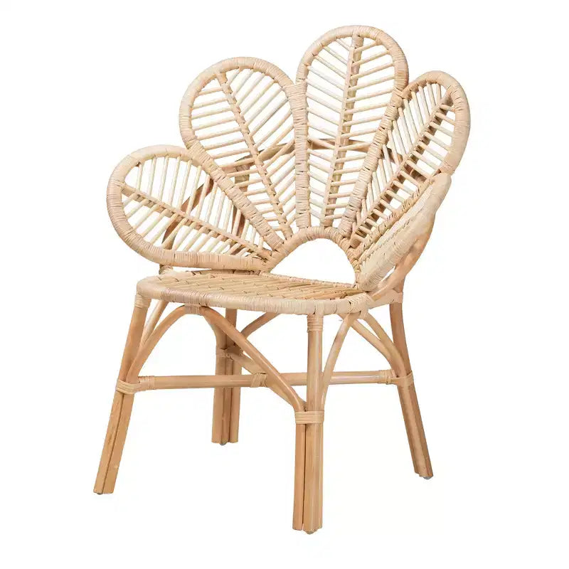 bali & pari Bianca Sedia in Rattan Naturale a Fiori Boho Moderna