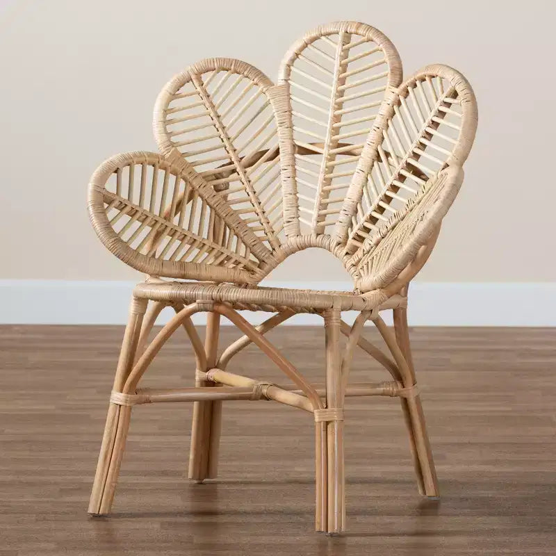 bali & pari Bianca Sedia in Rattan Naturale a Fiori Boho Moderna