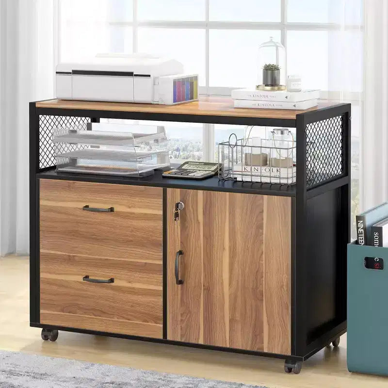 Scrivania per computer a L Lantine da 55 pollici con mensole e schedario mobile, scrivania direzionale per set di mobili da ufficio domestico
