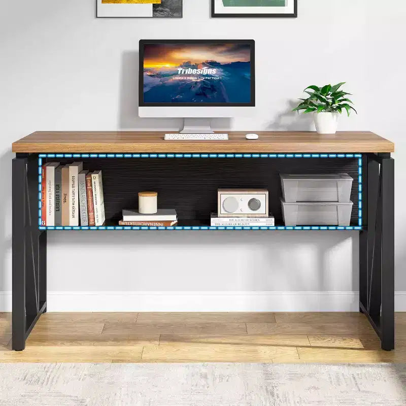 Scrivania per computer a L Lantine da 55 pollici con mensole e schedario mobile, scrivania direzionale per set di mobili da ufficio domestico