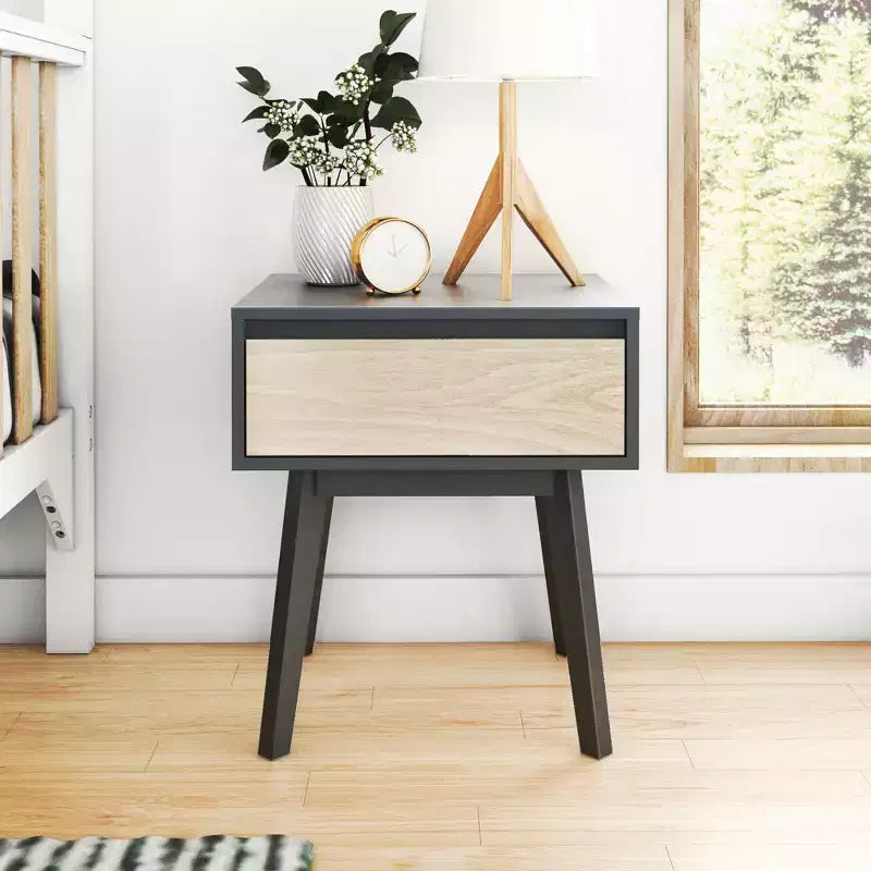 Max & Lily Comodino scandinavo, Comodini laterali in legno con cassetto portaoggetti per camera da letto