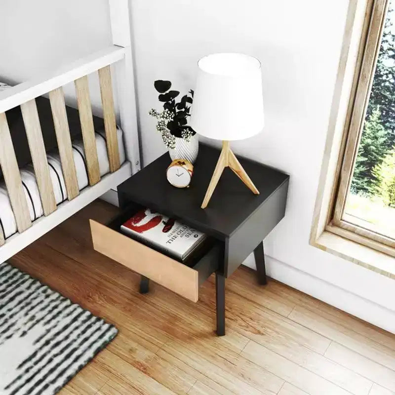 Max & Lily Comodino scandinavo, Comodini laterali in legno con cassetto portaoggetti per camera da letto