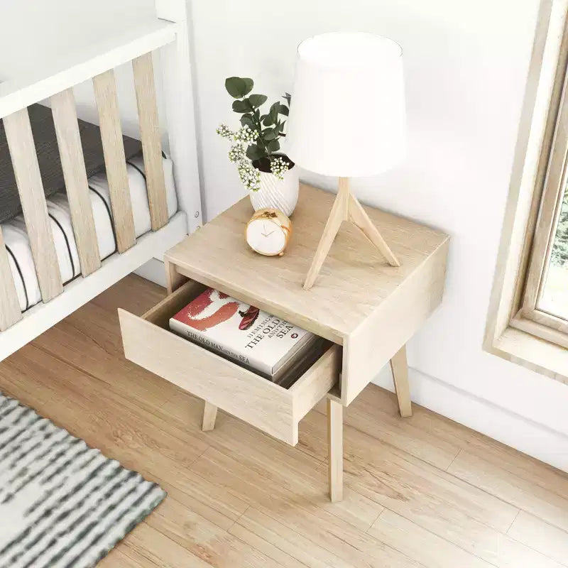 Max & Lily Comodino scandinavo, Comodini laterali in legno con cassetto portaoggetti per camera da letto