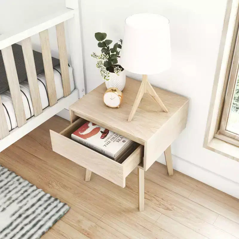 Max & Lily Comodino scandinavo, Comodini laterali in legno con cassetto portaoggetti per camera da letto