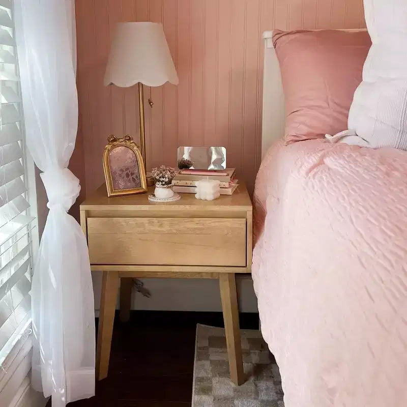 Max & Lily Comodino scandinavo, Comodini laterali in legno con cassetto portaoggetti per camera da letto