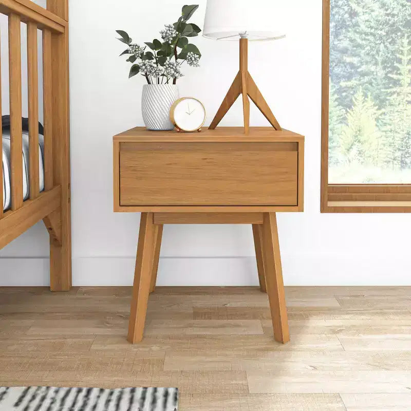 Max & Lily Comodino scandinavo, Comodini laterali in legno con cassetto portaoggetti per camera da letto