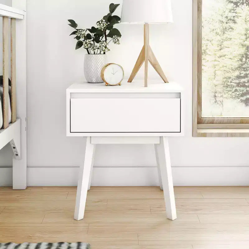 Max & Lily Comodino scandinavo, Comodini laterali in legno con cassetto portaoggetti per camera da letto