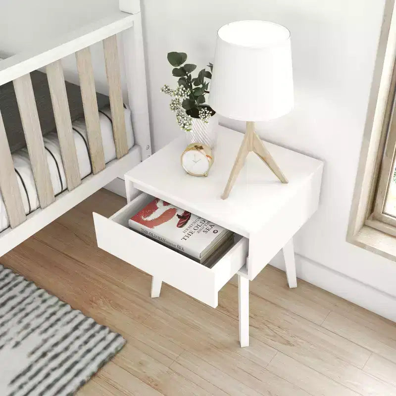 Max & Lily Comodino scandinavo, Comodini laterali in legno con cassetto portaoggetti per camera da letto