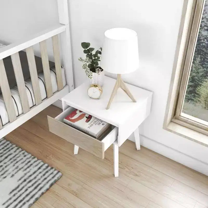 Max & Lily Comodino scandinavo, Comodini laterali in legno con cassetto portaoggetti per camera da letto