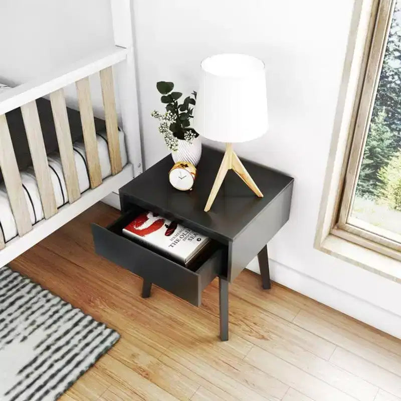 Max & Lily Comodino scandinavo, Comodini laterali in legno con cassetto portaoggetti per camera da letto