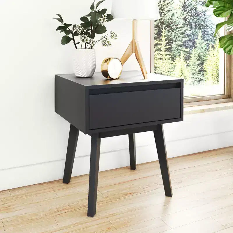 Max & Lily Comodino scandinavo, Comodini laterali in legno con cassetto portaoggetti per camera da letto