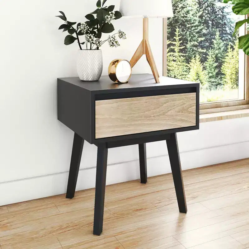Max & Lily Comodino scandinavo, Comodini laterali in legno con cassetto portaoggetti per camera da letto