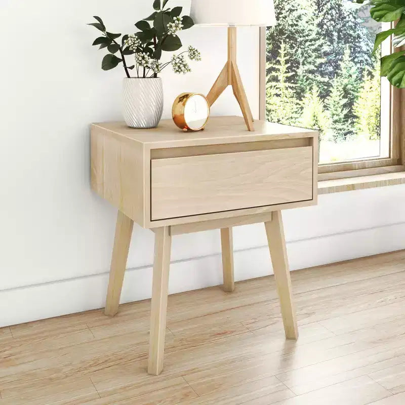 Max & Lily Comodino scandinavo, Comodini laterali in legno con cassetto portaoggetti per camera da letto