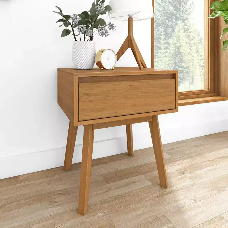 Max & Lily Comodino scandinavo, Comodini laterali in legno con cassetto portaoggetti per camera da letto