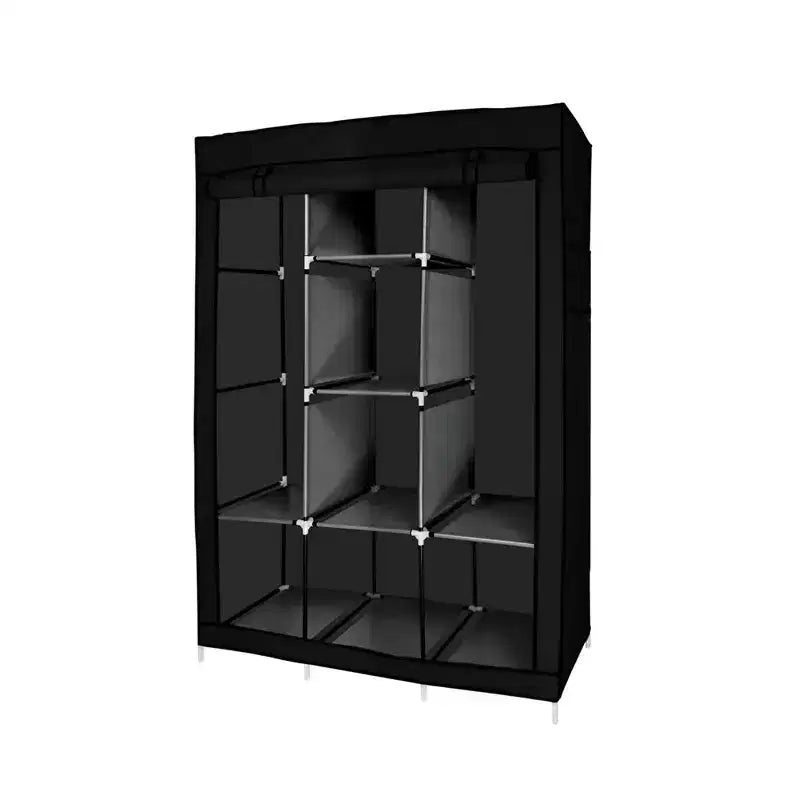 J&V TEXTILES Portable Closet Wardrobe Closet for Hanging Clothes with 8 Storage Shelves, 2 Hanging Rod and 4 Pockets, Free Standing Closet
