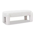 Hugo 49 Oval Fully Upholstered Bench, Milk Cream White Boucle