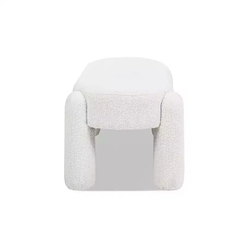 Panca Hugo 49 Ovale Completamente Imbottita, Bouclé Bianco Crema Latte