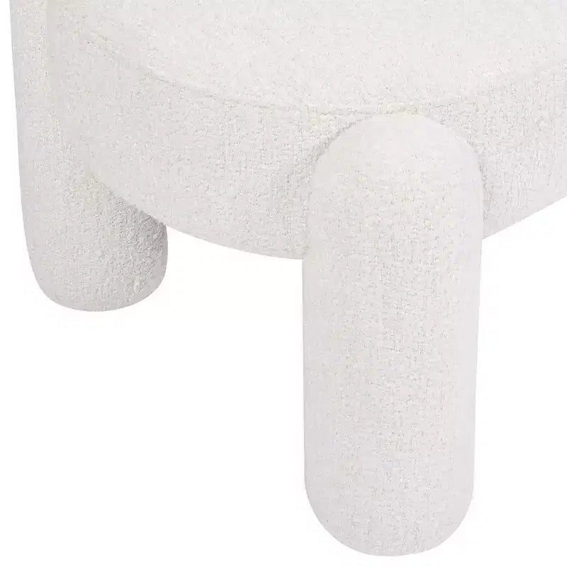 Panca Hugo 49 Ovale Completamente Imbottita, Bouclé Bianco Crema Latte
