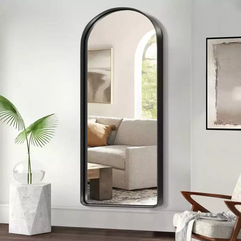 Dovelina Specchio da Parete ad Arco con Cornice in Metallo Specchio a Figura Intera Specchio da Appoggio Specchio Grande