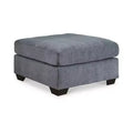 Signature Design by Ashley Marleton Contemporary Square Oversized Firmly Cushioned Accent Ottoman with Exposed Faux Wood Finish, Denim Blue