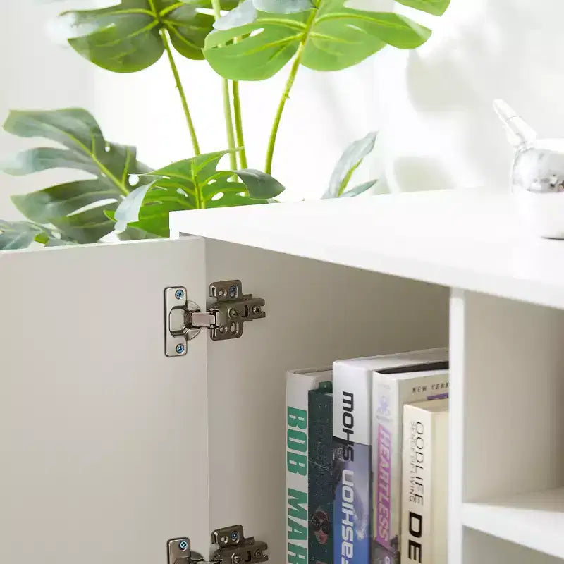 Mobile TV elegante da 62,99 pollici con striscia luminosa a LED, scomparti aperti e maniglia in metallo, centro multimediale per TV da 69 pollici 4W - ModernLuxe