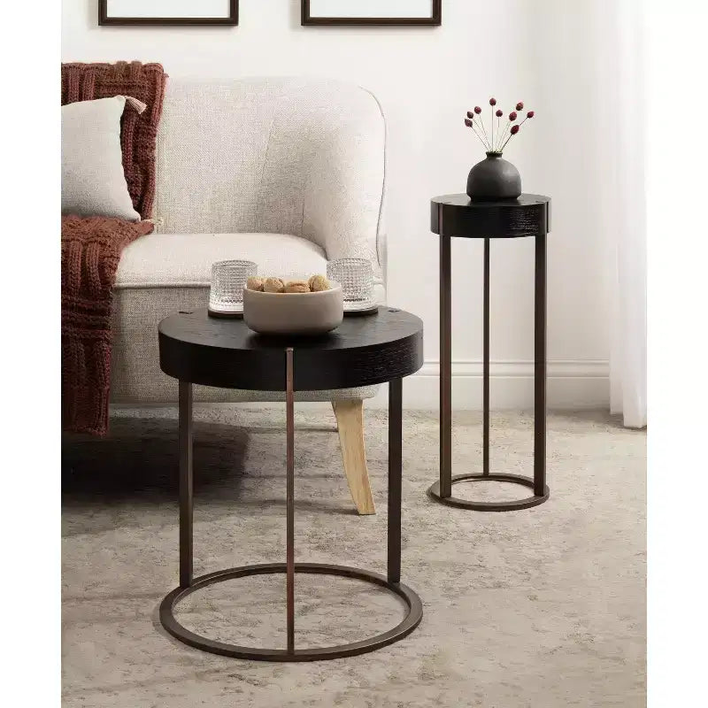 Kate and Laurel Tavolino Rovin in Legno e Metallo, 22.86x22.86x55.88 cm, Nero