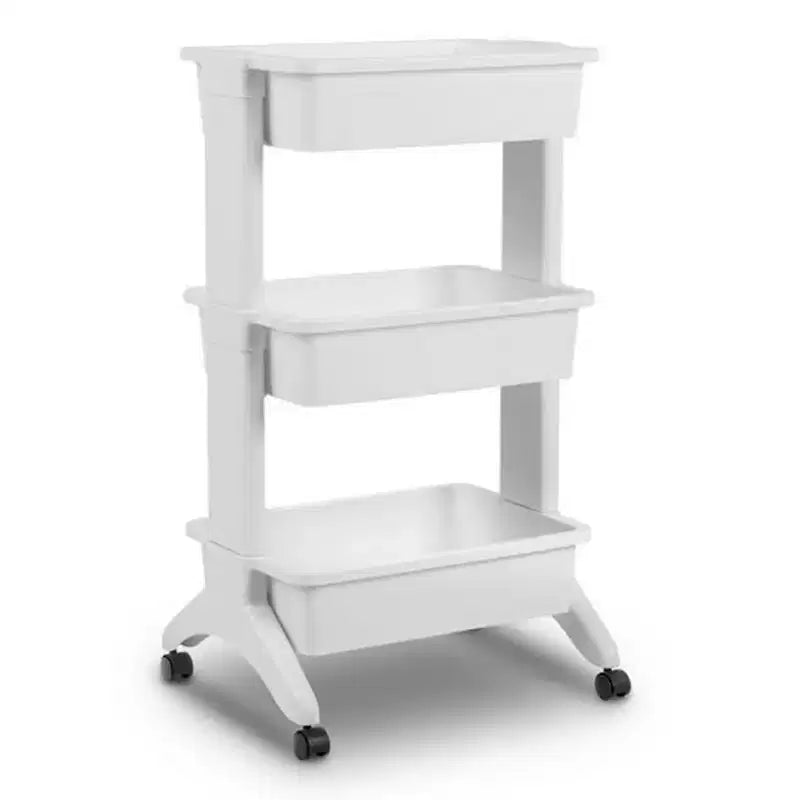 Sterilite Carrello di servizio a 3 livelli, organizer portatile con scomparti aperti, ruote piroettanti a 360 gradi, supporta 4,5 kg per livello, bianco, confezione da 3