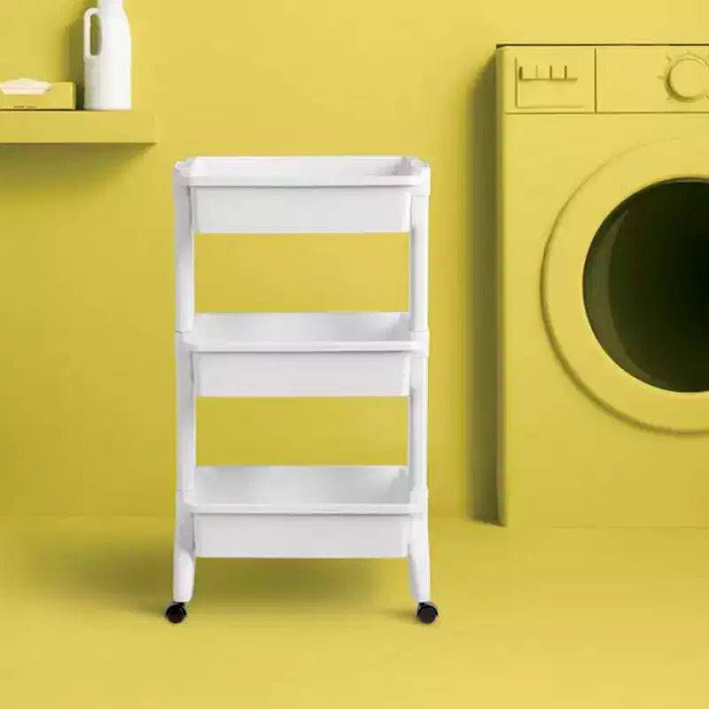 Sterilite Carrello di servizio a 3 livelli, organizer portatile con scomparti aperti, ruote piroettanti a 360 gradi, supporta 4,5 kg per livello, bianco, confezione da 3
