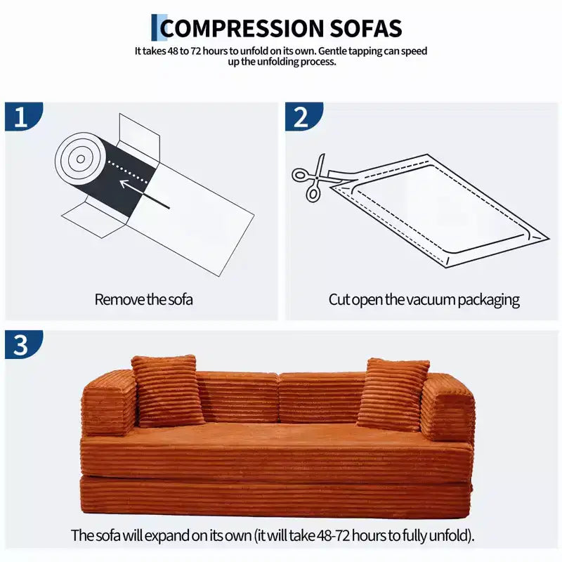 80.7 5-in-1 Convertible Sleeper Sofa Bed ??Corduroy, 1200 lbs, No Assembly