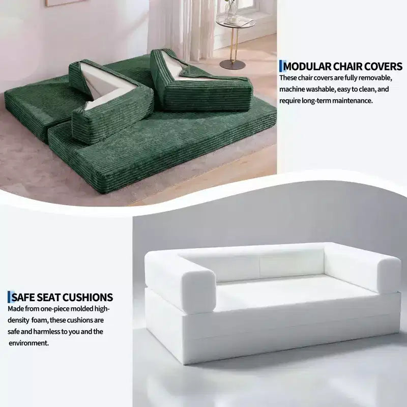 80.7 5-in-1 Convertible Sleeper Sofa Bed ??Corduroy, 1200 lbs, No Assembly