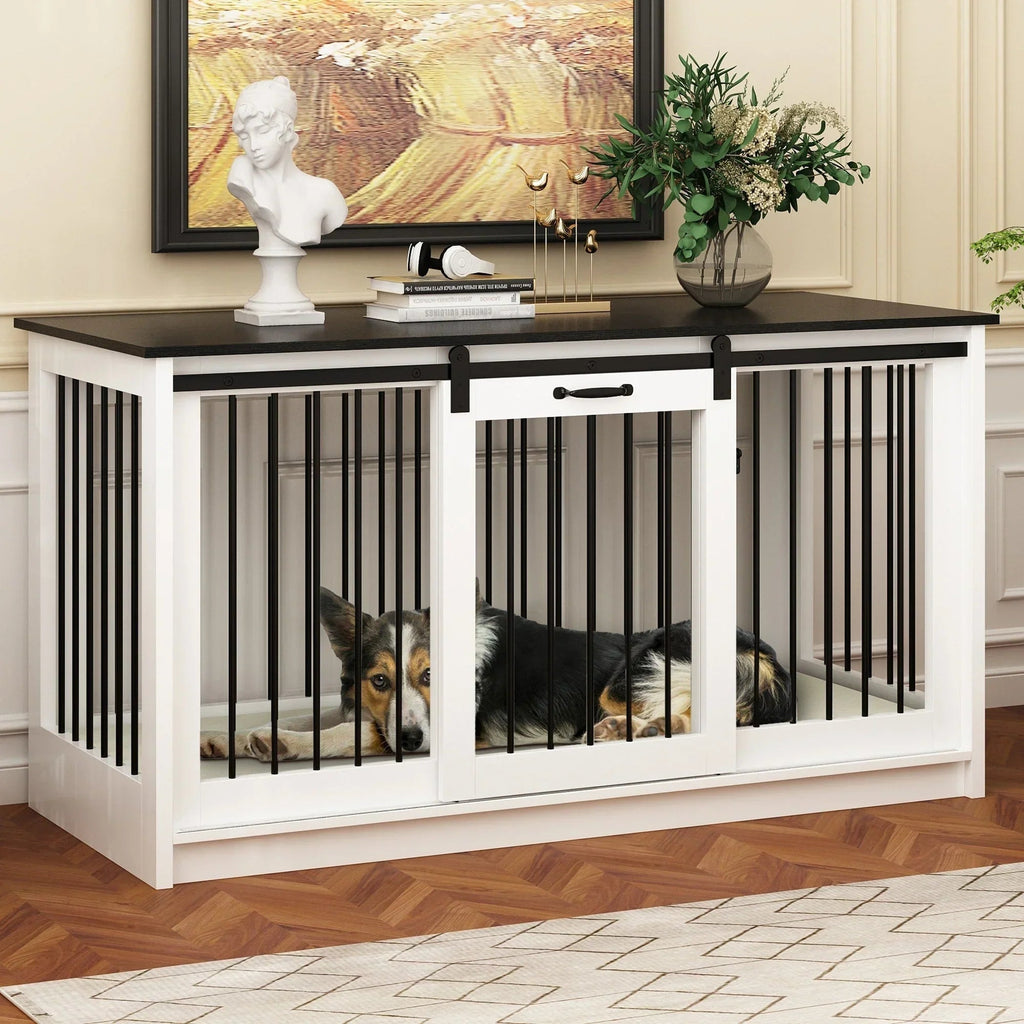 Pet Residence with Iron Tube Reinforcement Stylish & Sturdy Dog Crate
