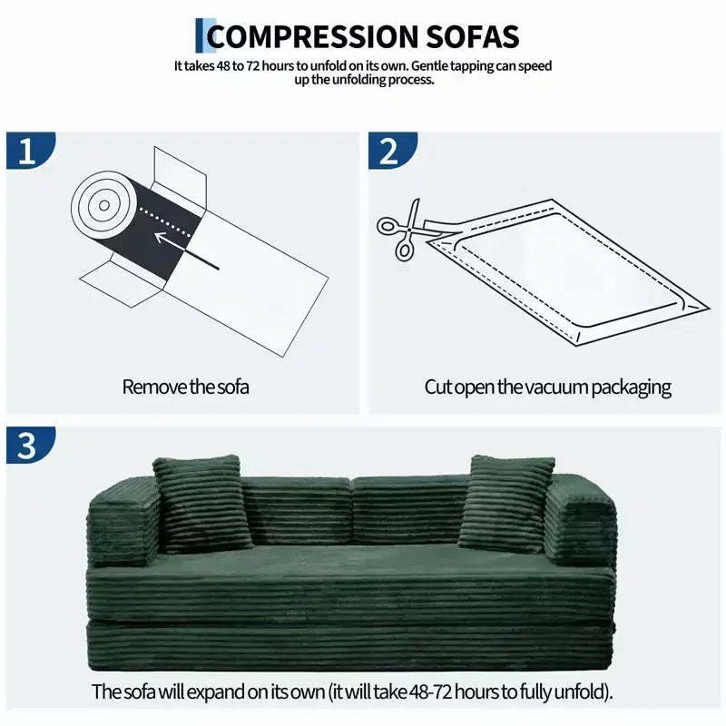 80.7 5-in-1 Convertible Sleeper Sofa Bed ??Corduroy, 1200 lbs, No Assembly