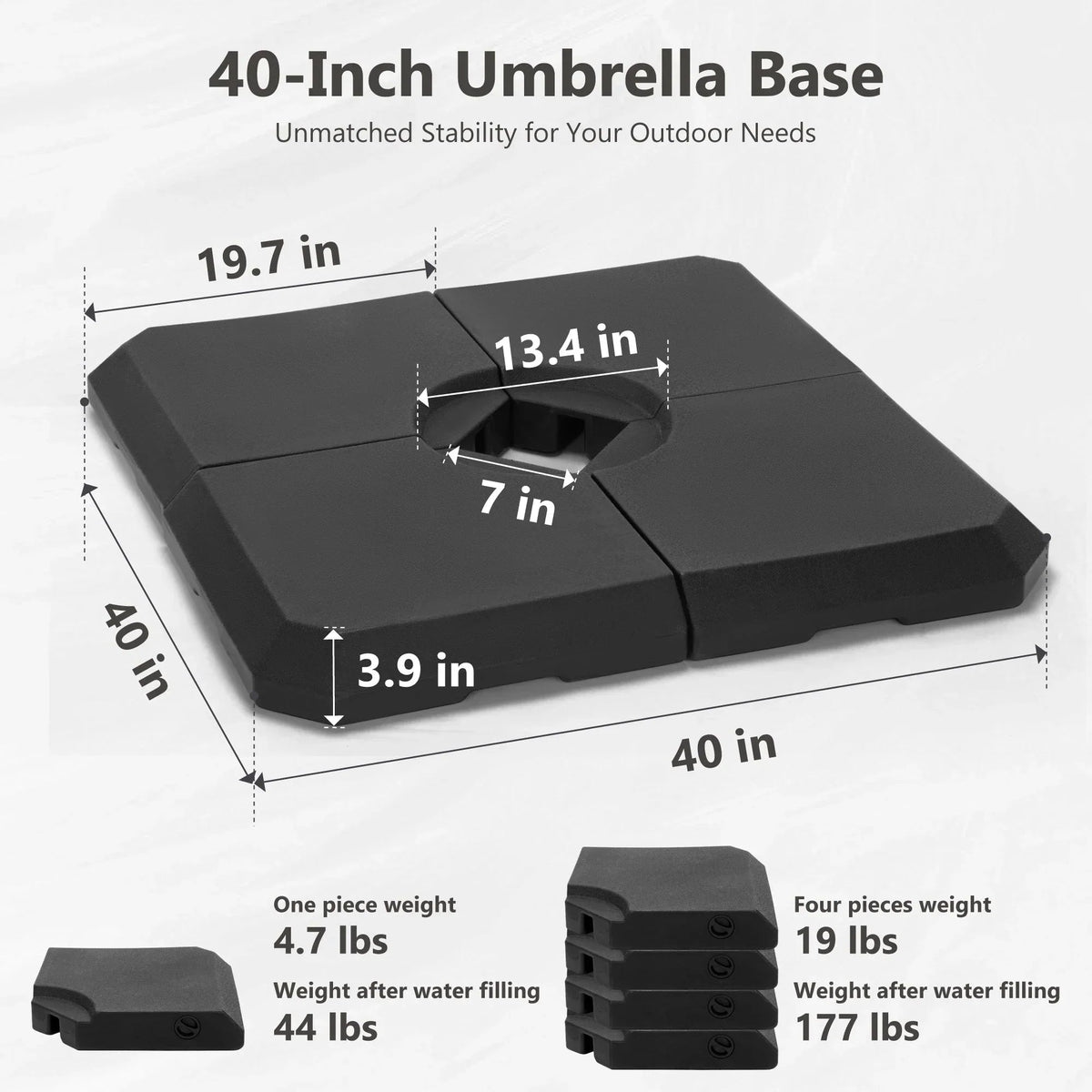 MAISON ARTS 12 FT Automatic Hydraulic Cantilever Umbrella Aluminum Pole 360 Degree Rotation